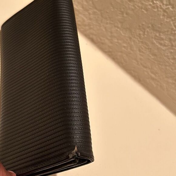 Bvlgari Foldover Long Wallet Black Textured Leather Multicompartment Travel - Picture 16 of 16